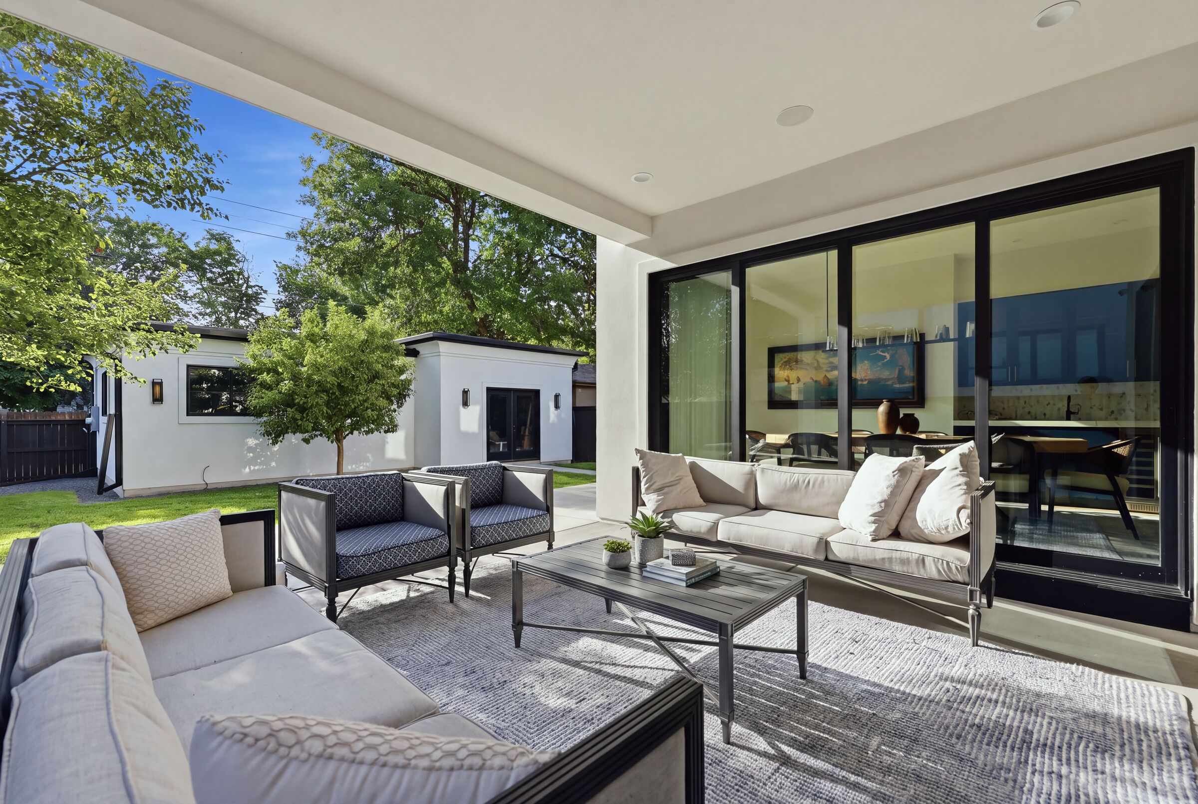 Covered patio opening to the yard