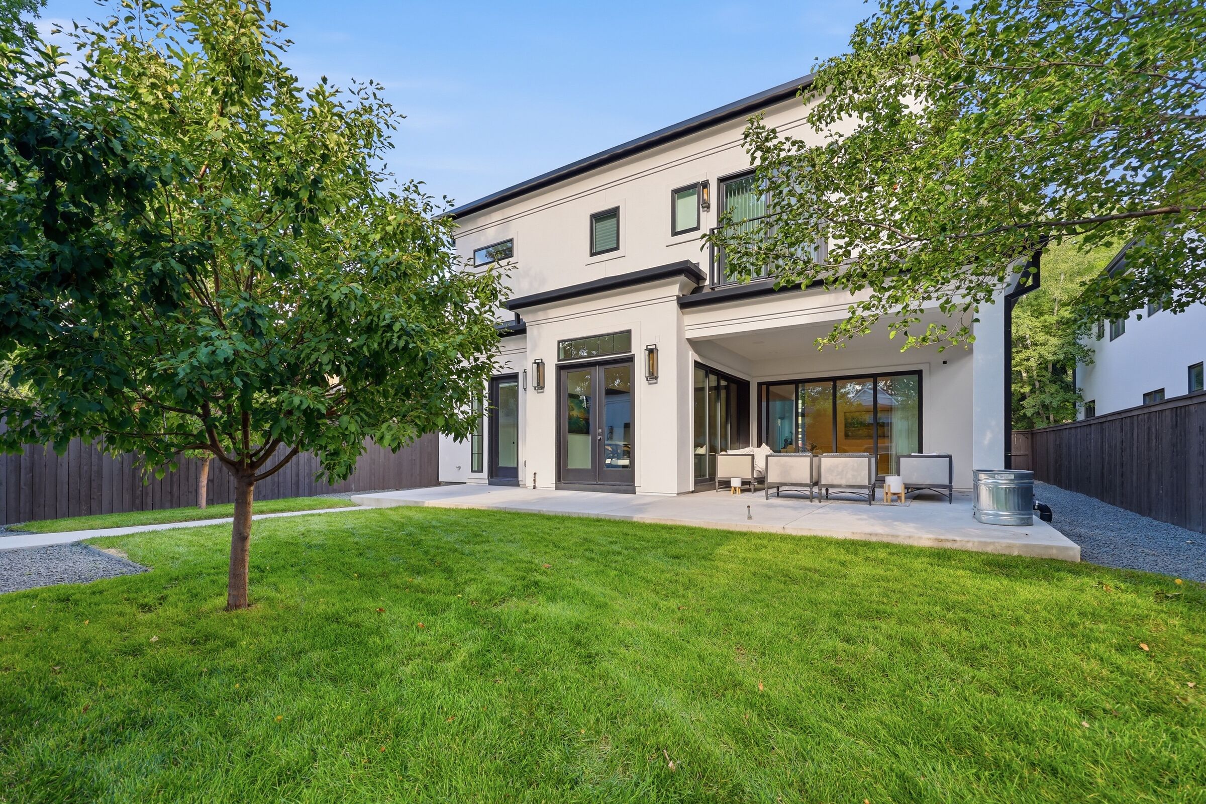 The rear yard and lawn