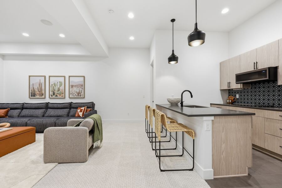 The lower-level kitchenette
